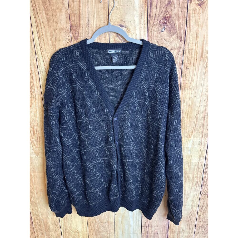Vintage  90s Jantzen Grandpa Sweater V Neck Button Cardigan Men's Size XL